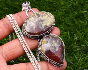 Dragon Blood Jasper Pendant Gift for Her Dragon Blood Jasper Gemstone 925 Sterling Silver Pendant Gift for mom BloodJasper Silver Jewellery