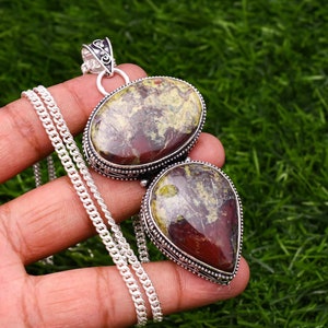 Drachenblut Jaspis Anhänger Geschenk für Sie Drachenblut Jaspis Edelstein 925 Sterling Silber Anhänger Geschenk für Mutter BlutJaspis Silber Schmuck