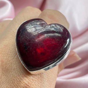 Handmade Red Labradorite Ring: Sterling Silver Gemstone Jewelry