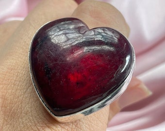 Handmade Red Labradorite Ring: Sterling Silver Gemstone Jewelry