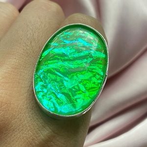 Handmade Triplet Fire Opal Sterling Silver Ring - Size 925