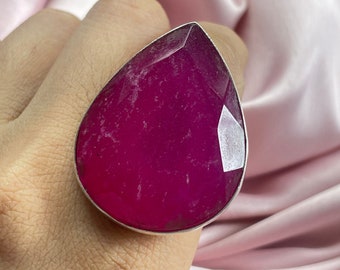 Handmade Sterling Silver Ruby Ring: Big Gemstone Jewelry