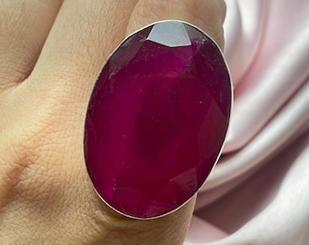 Handmade Sterling Silver Ruby Ring: Big Gemstone Jewelry
