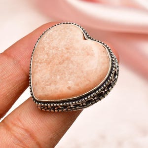 Orange Aventurin Ring 6.5 Größe 925 Sterling Silber Ring Handgemachter Schmuck Edelstein Orange Aventurin Glasschmuck Großer Edelstein