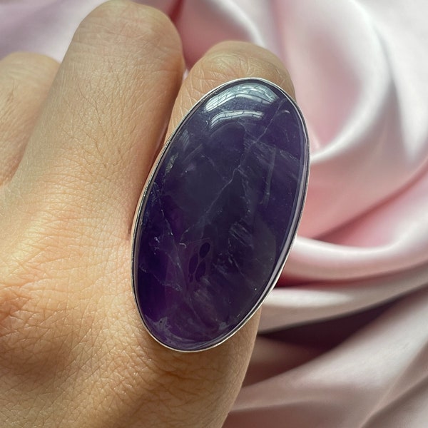 Amethyst Ring 925 Sterling Silver Ring Handmade Silver Jewelry Gemstone Ring Amethyst Jewelry Big Size Gemstone Ring