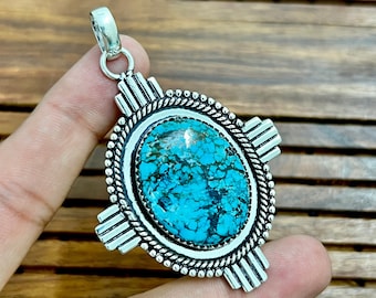 PLNT#316 | Large Zuni Petit Point Turquoise Necklace Pendant
