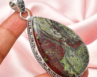 Dragon Blood Jasper  925 Sterling Silver Pendant Necklace Women