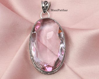 Pink Kunzite Pendant: Sterling Silver Gemstone Necklace, Handmade Jewelry