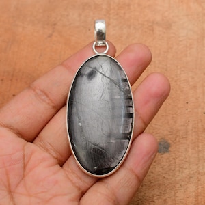 Pendentif fait main avec pierres précieuses hypersthène : collier en argent sterling 925