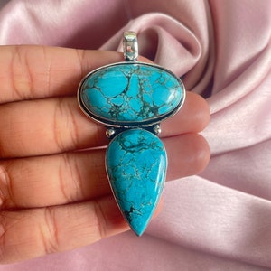 Handmade Turquoise Pendant: Sterling Silver Gemstone Necklace