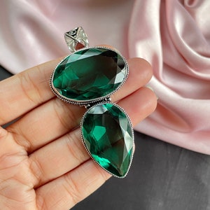 Green Apatite Sterling Silver Pendant Necklace - Handmade Gemstone Jewelry
