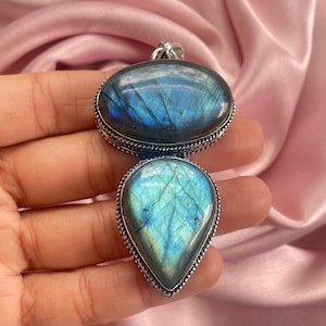 Labradorite Gemstone 925 Sterling Silver Pendant: Handmade Jewelry Gift