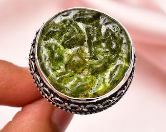Moldavite Ring: Handmade Sterling Silver Gemstone Jewelry, Size 6