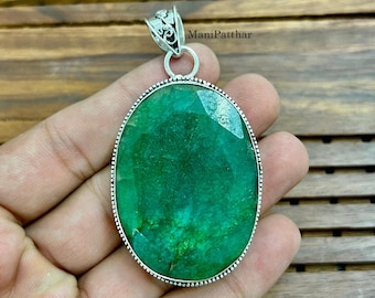 Emerald Pendant: Handmade 925 Sterling Silver Gemstone Jewelry