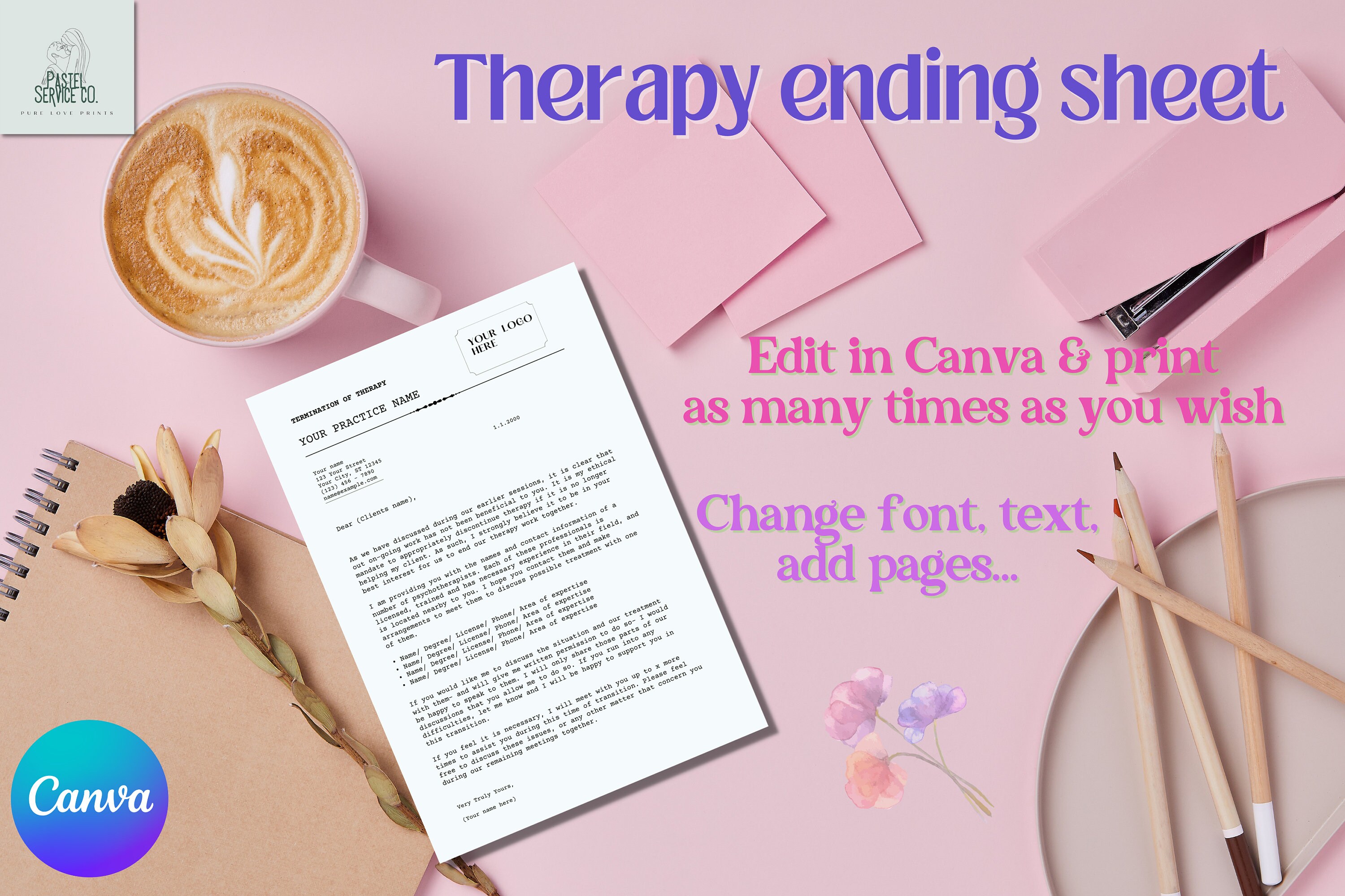 Therapy Client Termination Letter Therapy Termination Letter Etsy