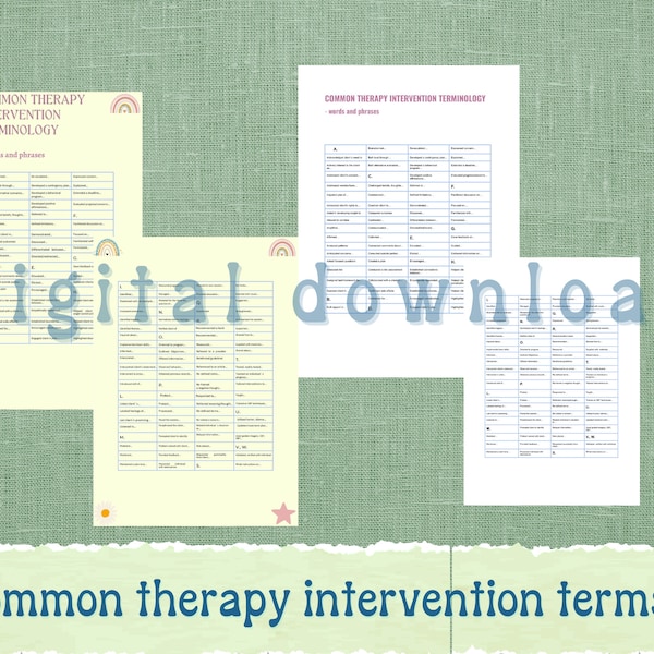 Therapy Interventions Words Etsy