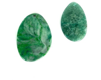 Green Onyx Round Teardrop Bead Front Drilled 50x30mm