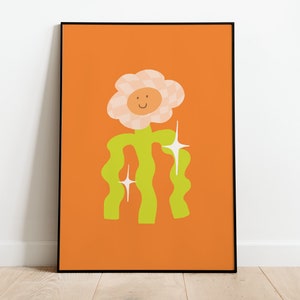 Abstraktes BlumenPoster | Bunte abstrakte Blumen Wandkunst | Digitaler Download Retro Wandkunst | Druckbares Poster