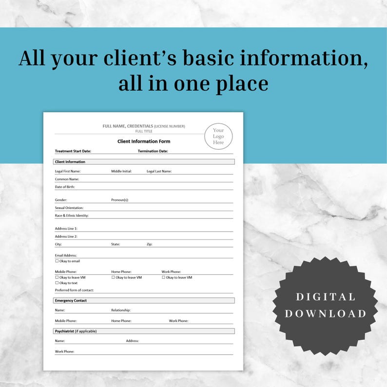Client Information Sheet - Psychotherapy Clinical Documentation image 2