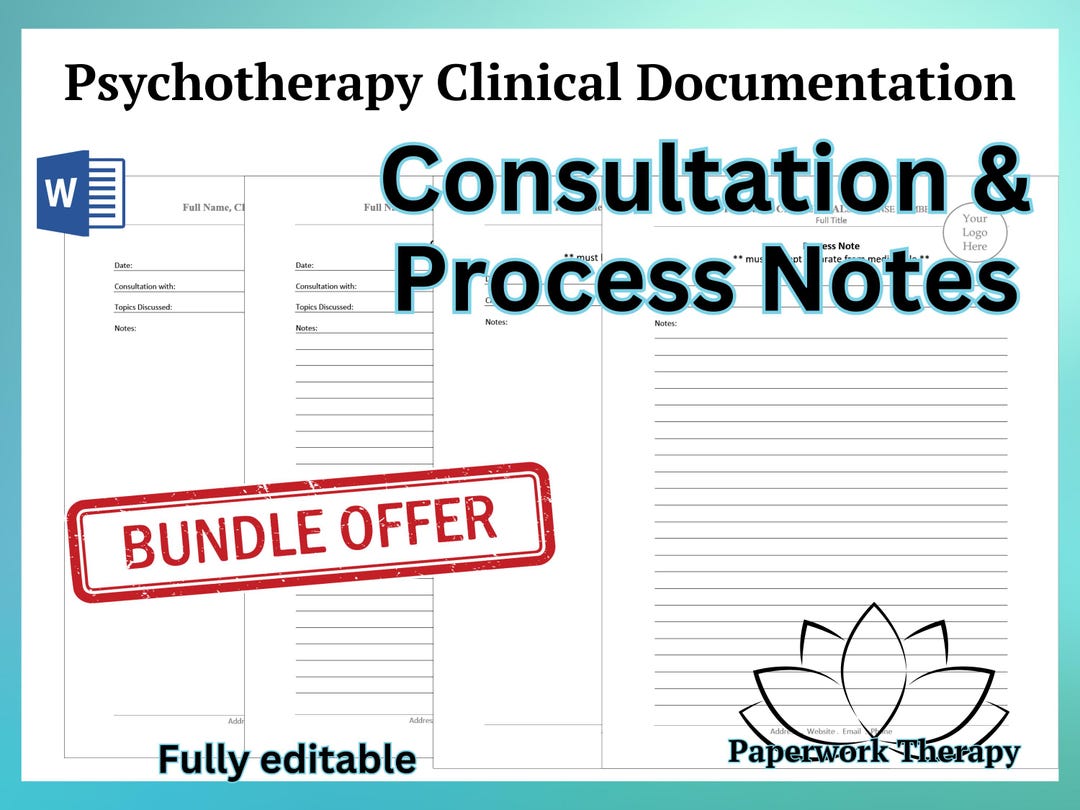 Consultation and Process Notes - Psychotherapy Practice Forms - Etsy