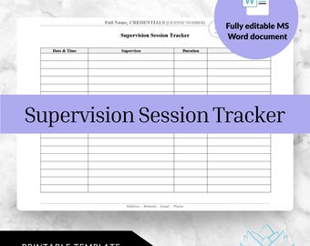 Supervision Session Tracker - Clinical Supervision Form