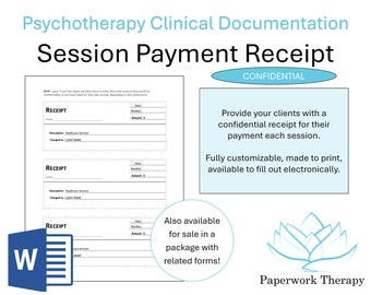 Therapy Form - Session Receipt (Confidential)