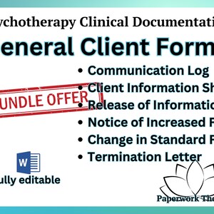 General Client Forms - Psychotherapy Practice Forms
