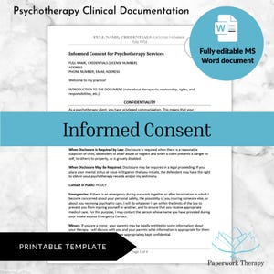 Consenso informato - Documentazione clinica di psicoterapia