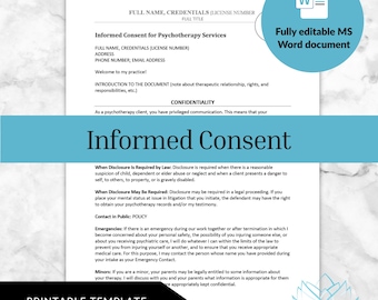 Informed Consent - Psychotherapy Clinical Documentation