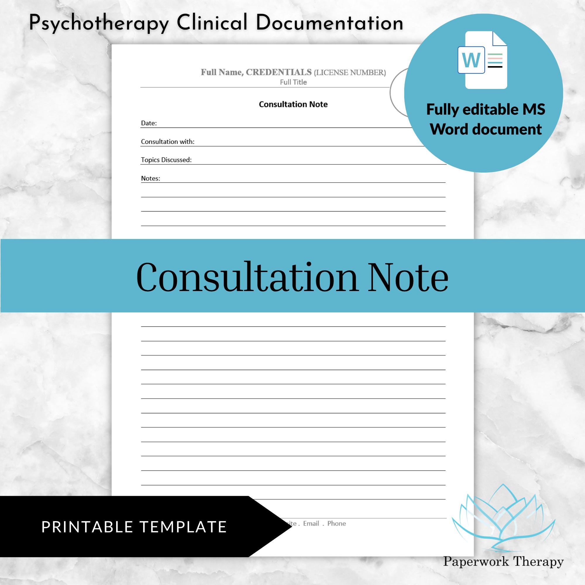 Consultation and Process Notes - Psychotherapy Practice Forms - Etsy