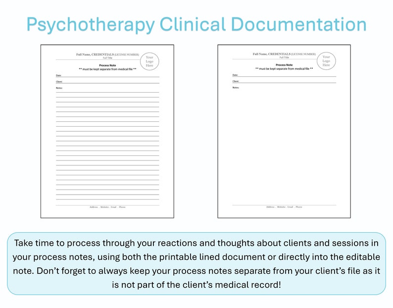 Therapy Forms Consultation and Process Notes - Etsy