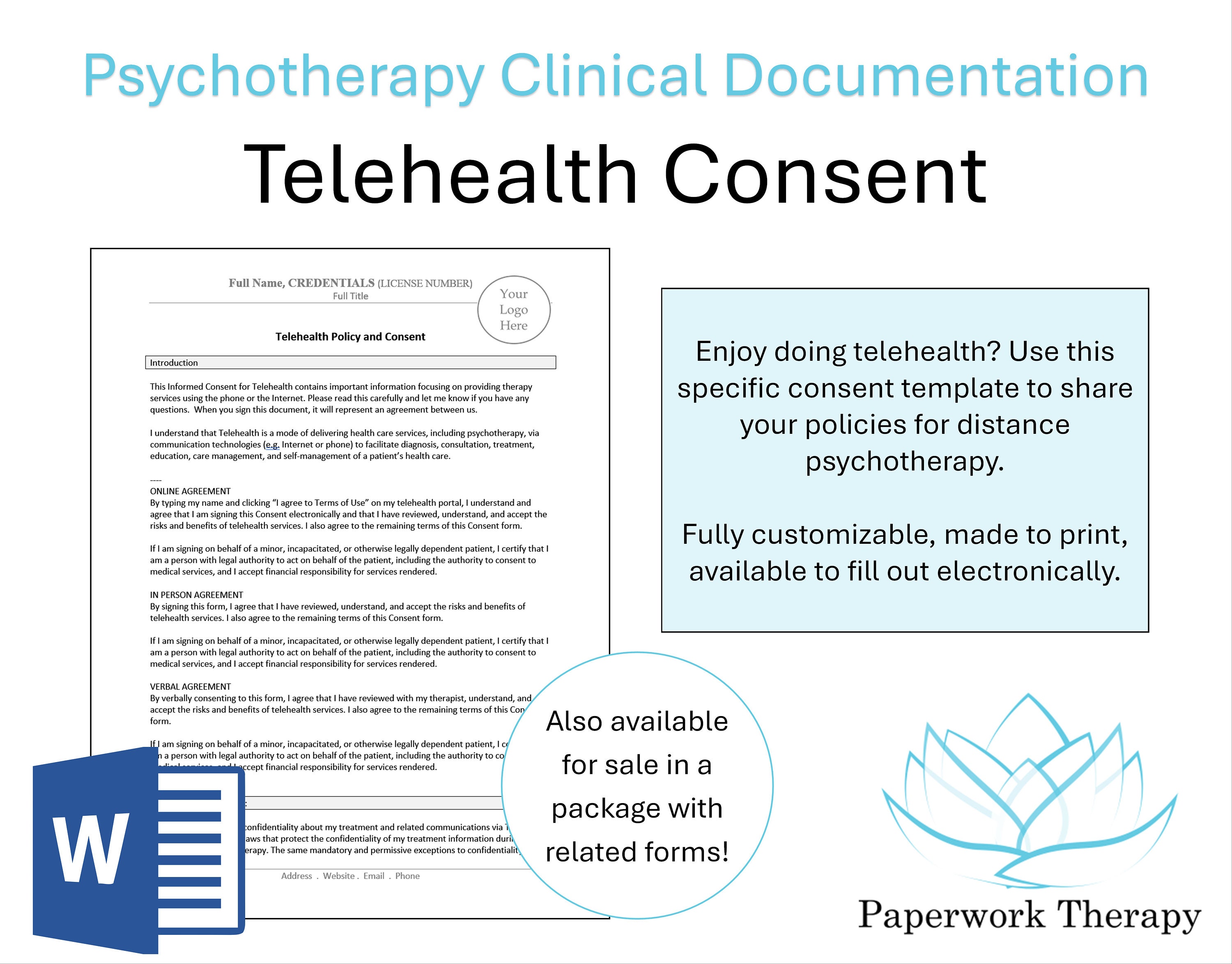 Therapy Form Telehealth Consent (Instant Download) Etsy Therapy Form Telehealth Consent (Instant Download) Etsy