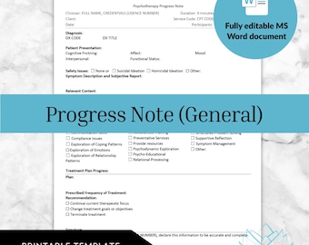 Note de progrès (général) - Documentation clinique en psychothérapie