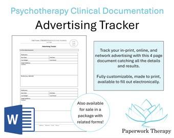 Private Practice Management - Advertising Tracker