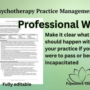 Professional Will - Private Practice Management