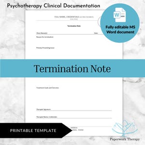 Termination Note - Psychotherapy Clinical Documentation