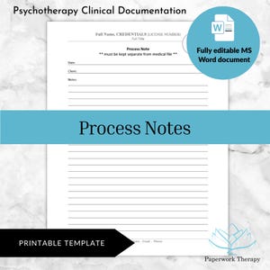 Prozess Note - Psychotherapie Klinische Unterlagen