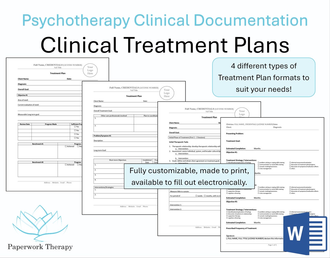 Therapy Forms Treatment Plans - Etsy