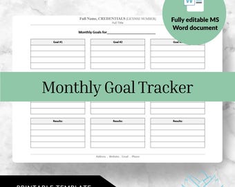 Monthly Goal Tracker - Private Practice Management