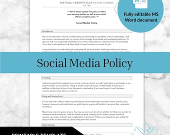 Social Media Policy - Psychotherapy Clinical Documentation