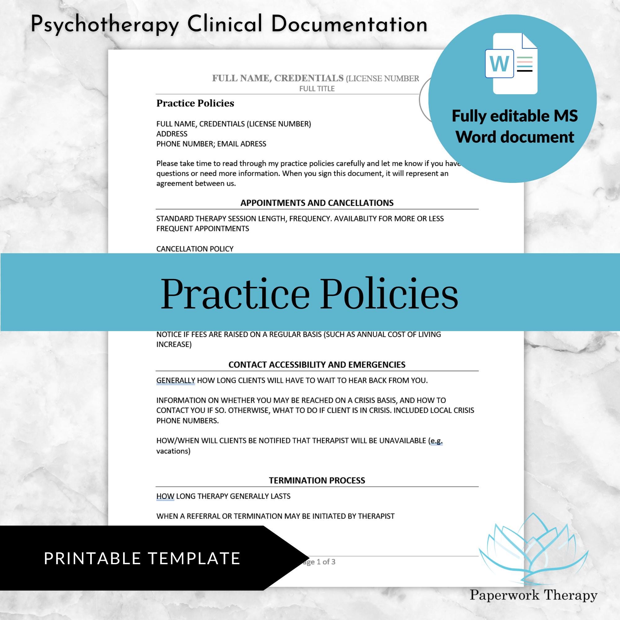 Consent Form Package - Psychotherapy Practice Forms - Etsy