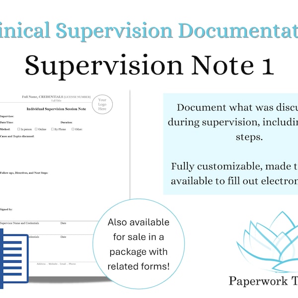 Clinical Supervision Note Template Etsy Clinical Supervision Note Template Etsy