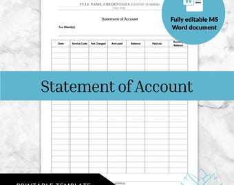 Statement of Account - Psychotherapy Clinical Documentation