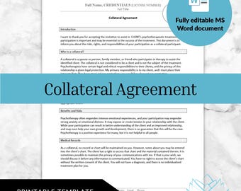 Collateral Agreement & Consent - Psychotherapy Clinical Documentation