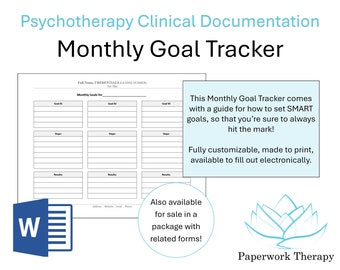 Private Practice Management - Monthly Goal Tracker