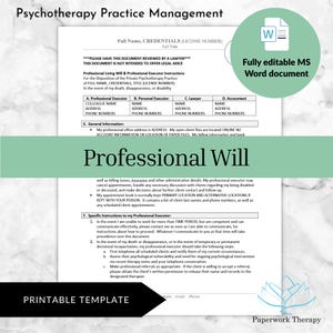 Professional Will - Private Practice Management