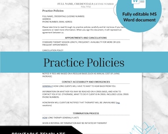 Practice Policies - Psychotherapy Clinical Documentation