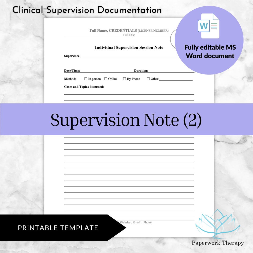 Supervision Session Note 2 - Clinical Supervision Forms - Etsy