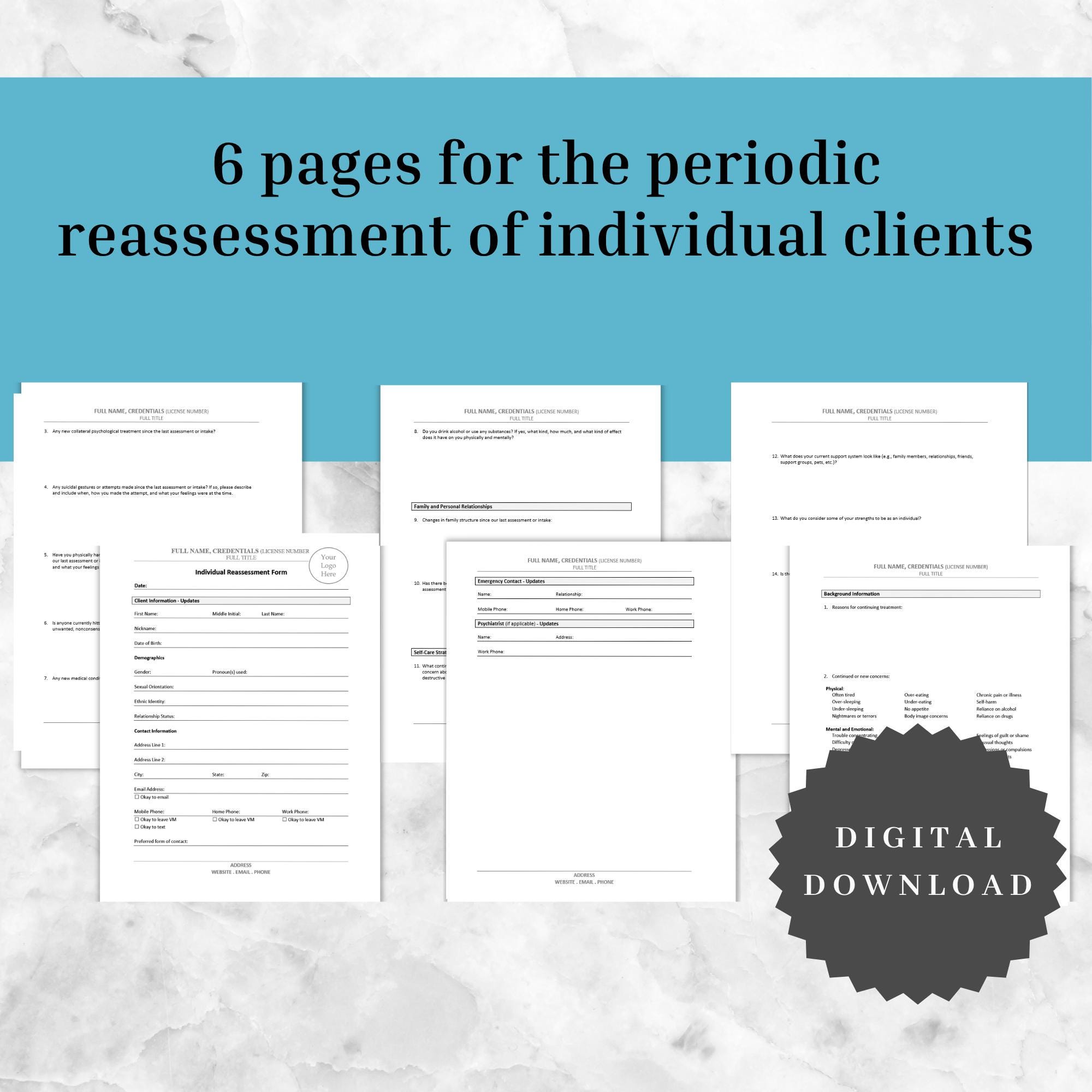 Seta Reassessment Form Example Reassessment Form (individuals) - Psychotherapy Clinical Documentation ...