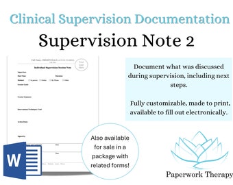 Clinical Supervision Form - Supervision Session Note 2